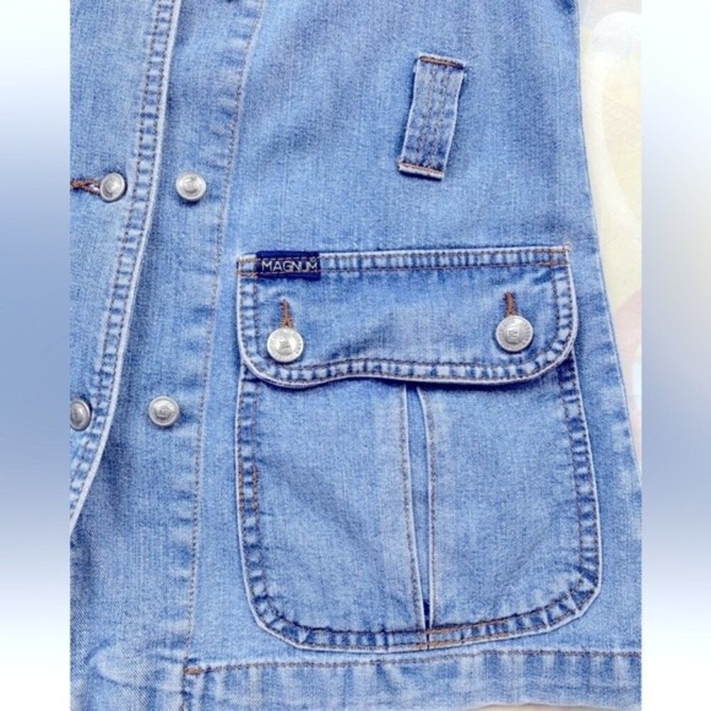MAGNUM Blue Jeans Dept Jacket Women’s Vest Blue Size S Denim Button Front - Picture 5 of 13